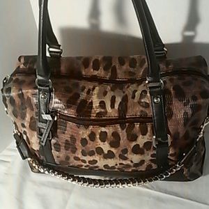 Lardge satchel with animal print design