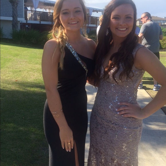 black Prom Dress leg slit