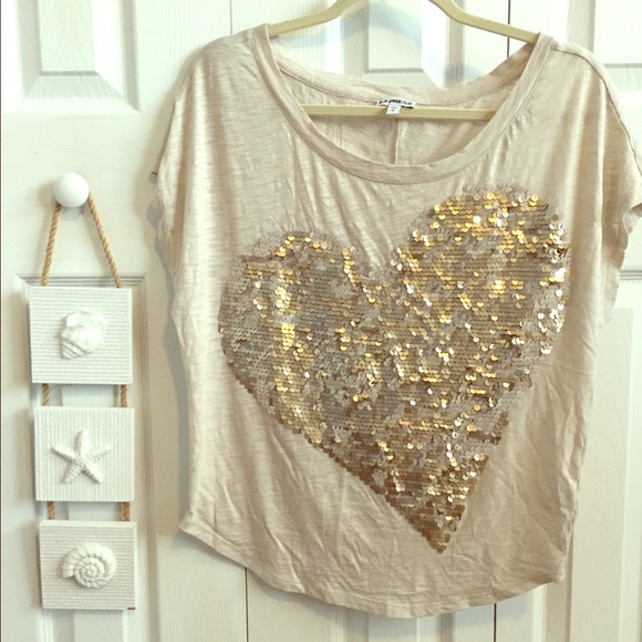 Express heart sequin top