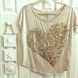 Express heart sequin top