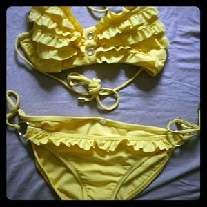 Yellow bikini! Ruffles