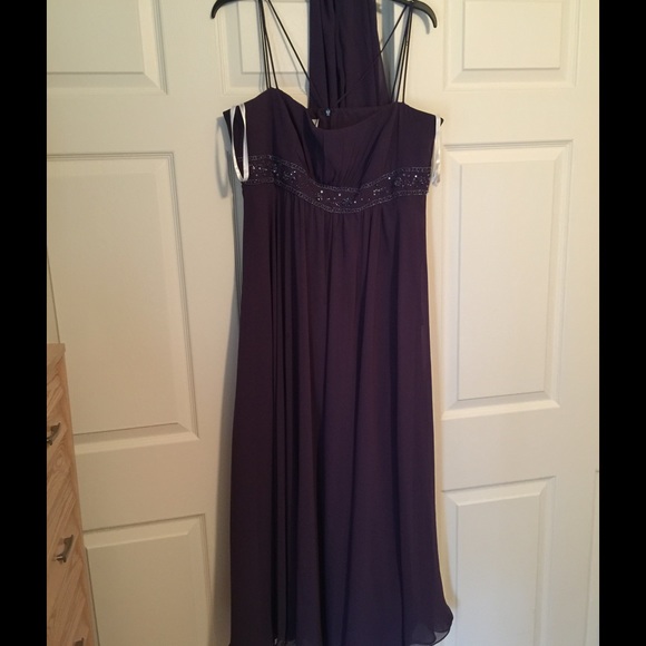Purple formal dress with shawl