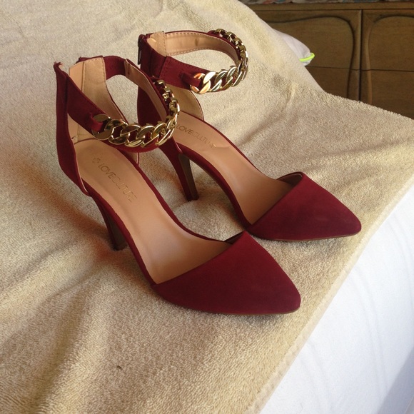 Maroon ankle cuff heels