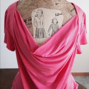 Maurice's Lg draped neck,  pink, cap sleeve