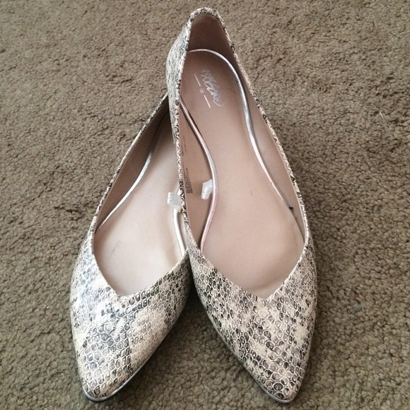 Faux Snakeskin Flats