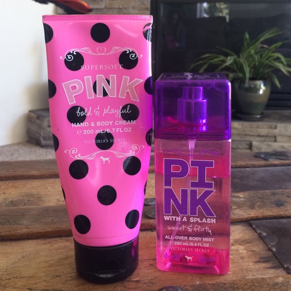 PINK hand and body cream, and all-over body mist.