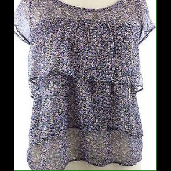 American Eagle AE Tiered Chiffon Floral Top
