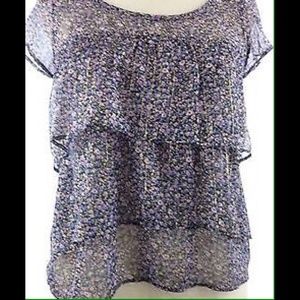 American Eagle AE Tiered Chiffon Floral Top