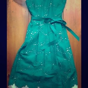 Donna Morgan Strapless Green Eyelet Dress