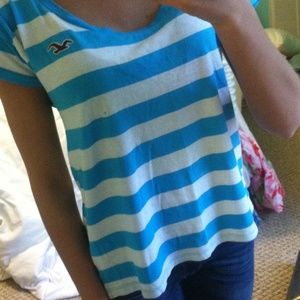 Hollister Blue and White Striped Size Small