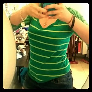 Green striped Hollister 3/4 sleeve