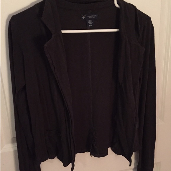 Black cardigan, laid back blazer style