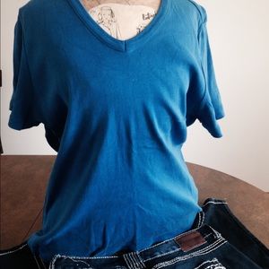 Lands End Lg v-neck tee royal blue gently used