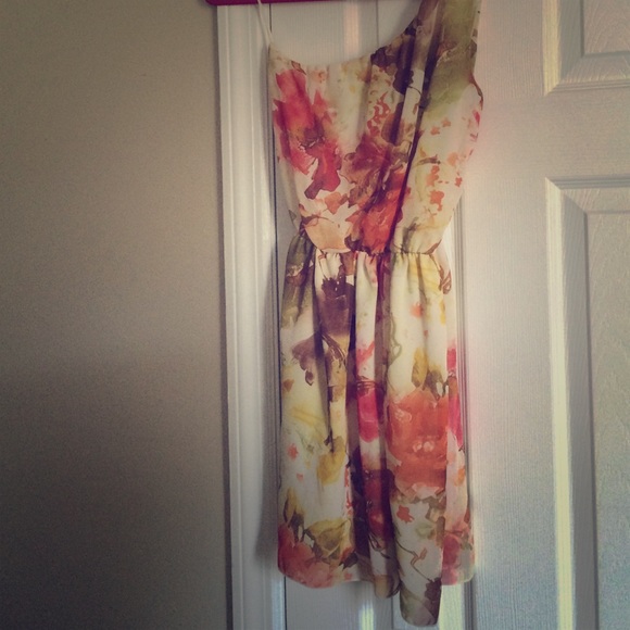 Watercolor one shoulder dress