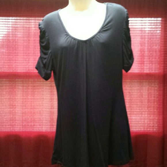 Studio Y V-neck short sleeve shirt Navy Blue - Picture 1 of 3