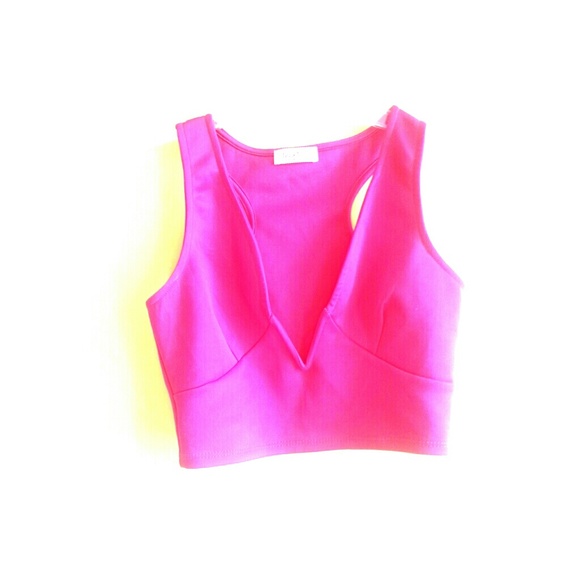 Pink open front crop top