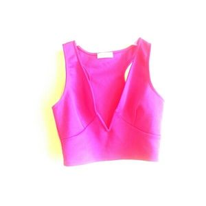 Pink open front crop top