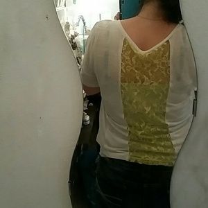 Wurl yellow lace back t shirt