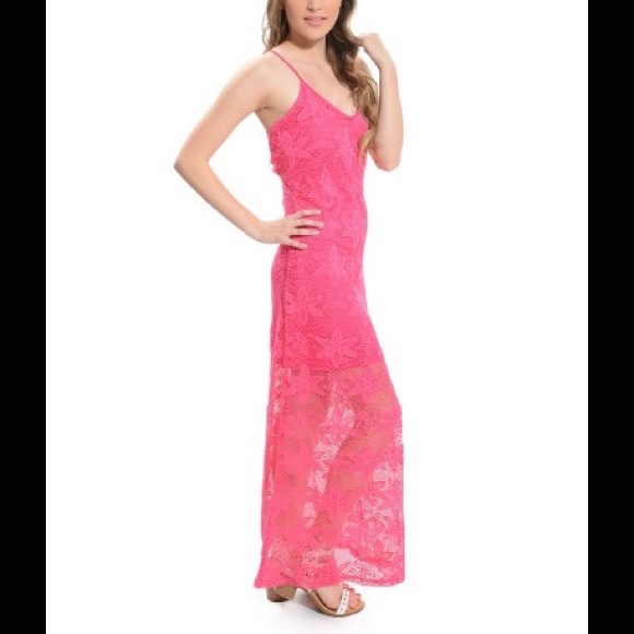 LASTโผ๏ธ Pink Crochet Maxi Dress - Picture 2 of 4