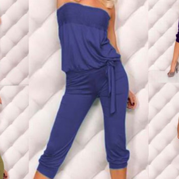 New royal blue cotton romper size Medium