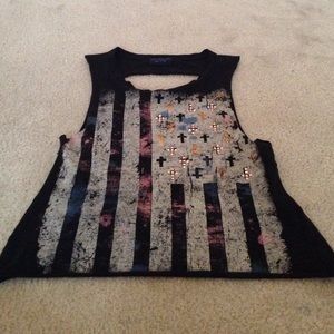 USA flag with crosses on it. Cut up back design .