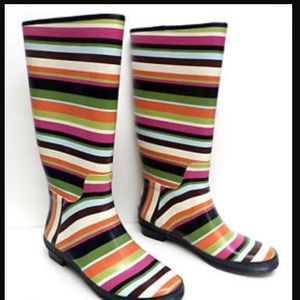 Coach Legacy Pammie Rain Boots Multi Stripe Size 8