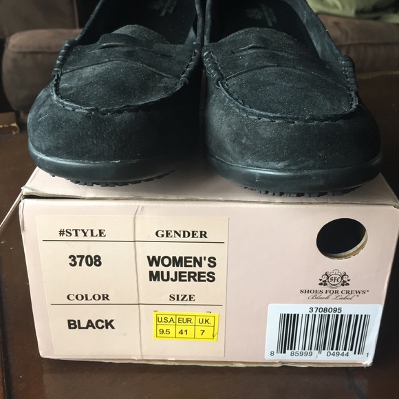 Shoes for Crews black suede wedge loafer