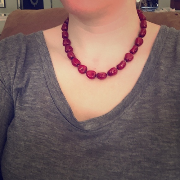 Red beaded necklace
