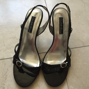 Black cocktail party dress sandal