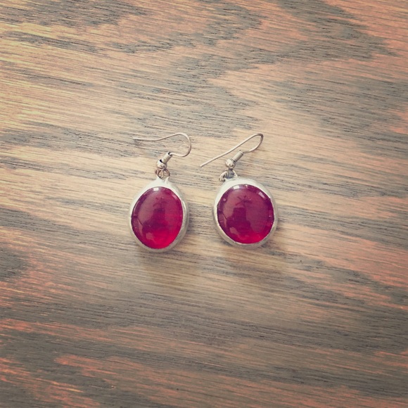 Red stone earrings