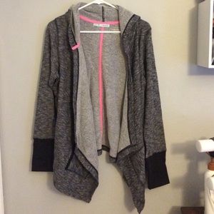 Drape front hooded sweatshirt