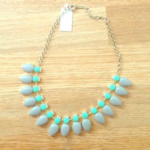 J. Crew Factory Mint and Grey Statement Necklace