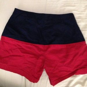 Navy And Red Sailor High Waist Shorts