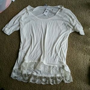 Express hi low lace tee