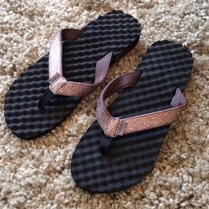 Pretty sparkly brown flip flops