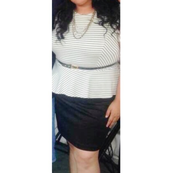 Black & White Striped Peplum Dress💁🏻💕