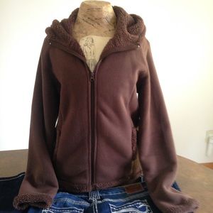Faded Glory fuzzy jacket Sm NWOT choc brown