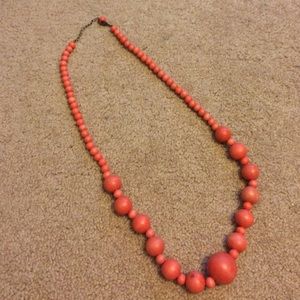 Coral wooden bead necklace