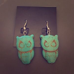 Vintage turquoise owl earrings