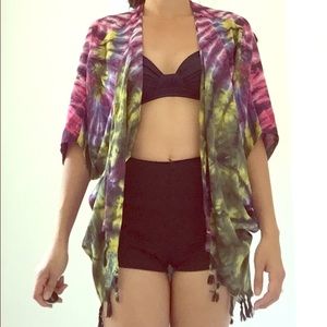 Roam Hawaii Purple Tye Dye Kimono Coverup