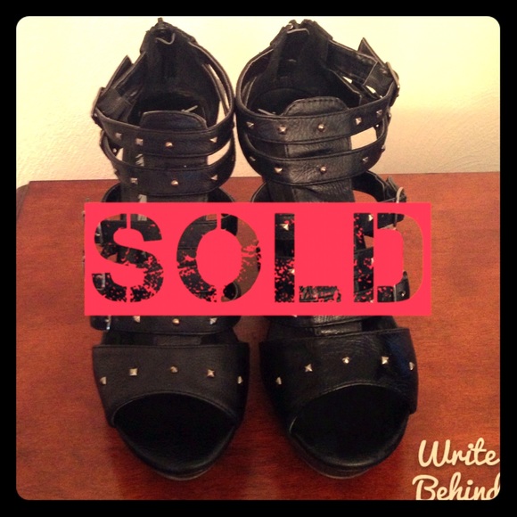 Material Girl Shoes - Black STUDDED Wedges