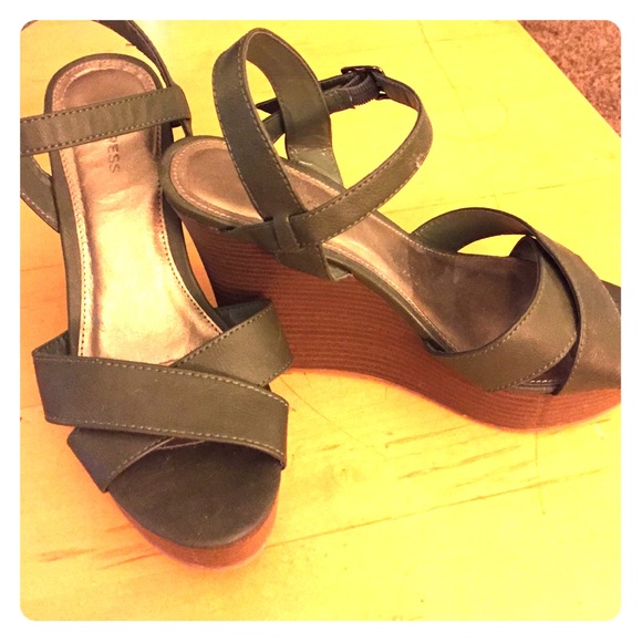 dark green wedge sandals