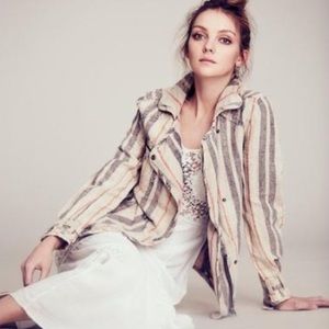 Free people striped linen moto jacket