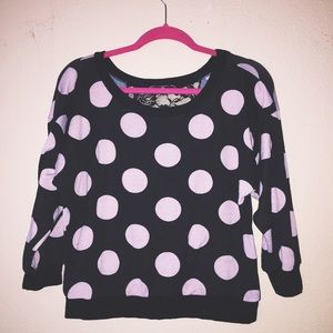 Pink/black polkadotted sweater ⚫️