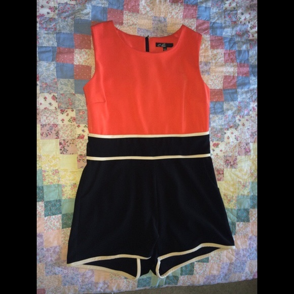 Orange and Black Romper