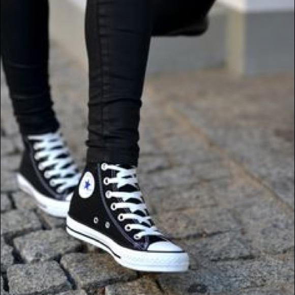 High top Converse- Black Leather