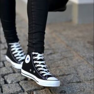 High top Converse- Black Leather