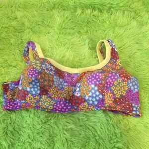 70s floral bikini swim suit top bustier vintage
