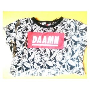 Daamn black & white crop top
