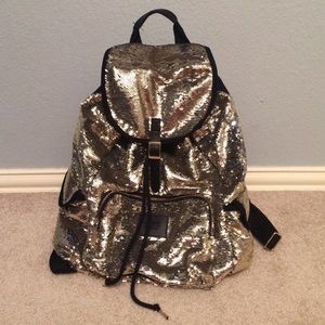Victoria's Secret PINK Gold Sparkle Backpack